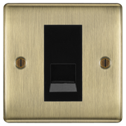 BG Nexus Antique Brass Single Master Telephone Socket, Screw Terminal - Black Inserts by British General (BG-NABBTMS1B)