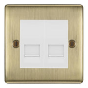 BG Nexus Antique Brass Double IDC Secondary Telephone Socket - White Insert by British General (BG-NABBTS2W)