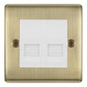 BG Nexus Antique Brass Double IDC Secondary Telephone Socket - White Insert by British General (BG-NABBTS2W)