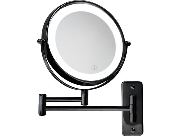 Corby Winchester Illuminated Wall Mounted Mirror in Black Chrome