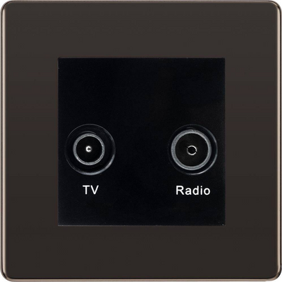 BG Screwless Black Nickel TV & FM Socket FBN66B by British General (BG-FBN66B)