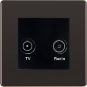 BG Screwless Black Nickel TV & FM Socket FBN66B by British General (BG-FBN66B)