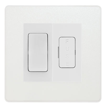 BG Evolve Pearlescent White 20A Intermediate Switch & 13A Fused Spur Plate | White Insert