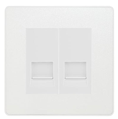 BG Evolve Pearlescent White Double RJ11 Telephone Socket PCDCLRJ112 - White Insert by British General (BG-PCDCLRJ112W)