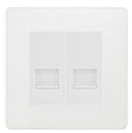 BG Evolve Pearlescent White Double RJ11 Telephone Socket PCDCLRJ112 - White Insert