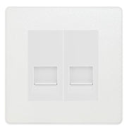 BG Evolve Pearlescent White Double RJ11 Telephone Socket PCDCLRJ112 - White Insert by British General (BG-PCDCLRJ112W)