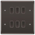 BG Black Nickel 6 Gang Intermediate Custom Grid Light Switch with Back Box Included