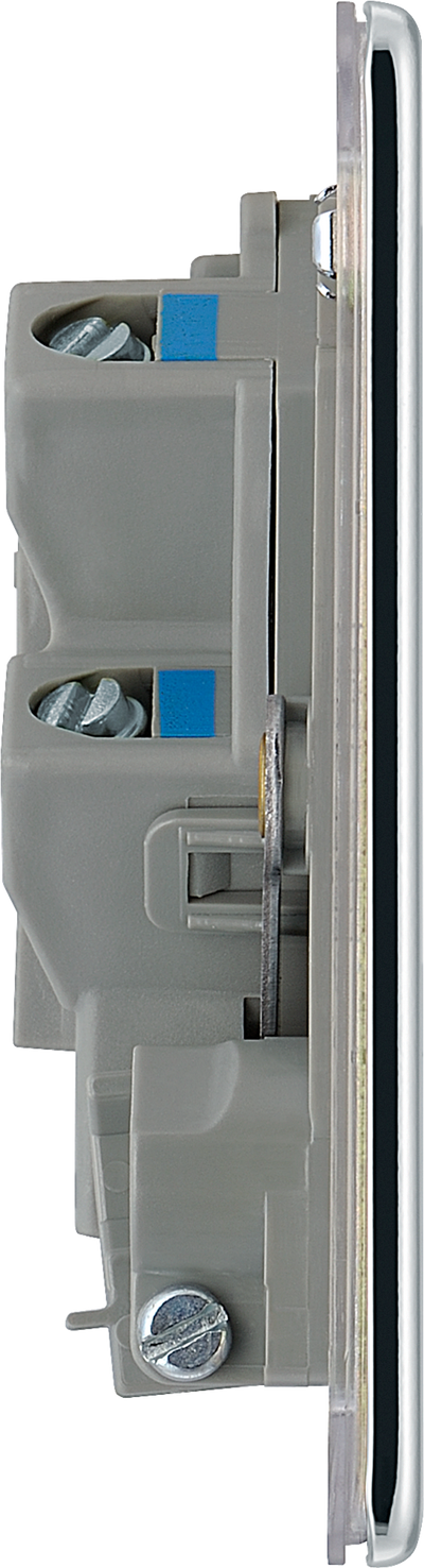 BG FPC55 Nexus Screwless Flat-Plate Unswitched Fused Connection Spur Unit Flex Output Polished Chrome 13A
