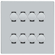 BG Polished Chrome Screwless Flat Plate 8 Gang Trailing Edge LED Dimmer Light Switch 2 Way Custom Switch by British General (SCREWLESS-PC-8G-CUSTOM-8xDIMMER-2Way)