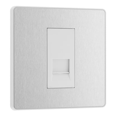 BG Evolve Brushed Steel 1 Gang Master Telephone Socket PCDBSBTM1W with 35mm Steel Back Box