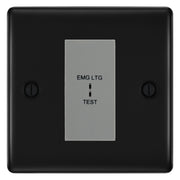 BG Nexus Metal Matt Black 20AX 2 Way Emergency Lighting Test Key Switch - Key Included - Grey Insert