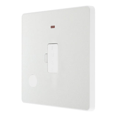 BG Evolve Pearlescent White 13A Flex Outlet Neon Unswitched Fused Connection Unit PCDCL54W with 35mm Steel Back Box