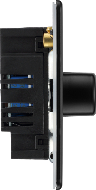 BG Flatplate Screwless Matt Black 3G Dimmer Switch FFB83 by British General (BG-FFB83-1)