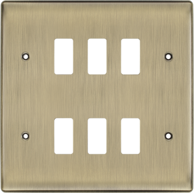 BG RNAB6 Nexus Metal Antique Brass 6 Module Grid Front Plate by British General (BG-RNAB6)