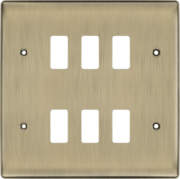 BG RNAB6 Nexus Metal Antique Brass 6 Module Grid Front Plate