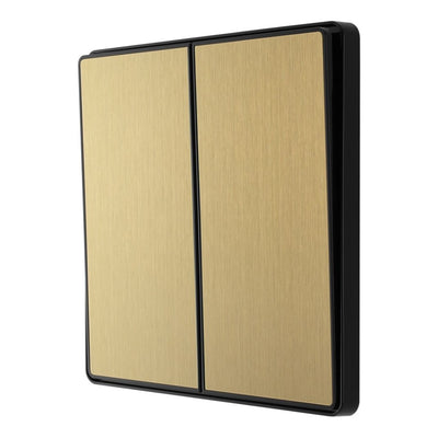BG Evolve Satin Brass 2 Way Double Edge to Edge Rocker Switch PCDSB42EB with 35mm Steel Back Box