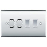 BG Nexus Polished Chrome 4 Gang Switch 2x Trailing Edge LED Dimmer 2x Intermediate Custom Grid Switch by British General (BG-Nexus-PC-4G-CUSTOM-2x-Dimmer-2x-INT)