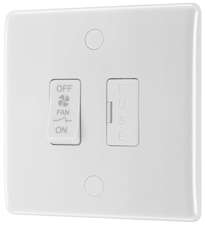 BG 815F Moulded Round Edge | White | 10A Triple Pole Fused Fan Isolator Switch by British General (BG-815F)