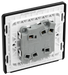PCDMB42WB Back - This Evolve Matt Black 20A 16AX double light switch from British General can operate 2 different lights, whilst the 2 way switching allows a second switch to be added to the circuit to operate the same light from another location (e.g. at the top and bottom of the stairs).
