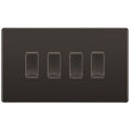 BG Screwless Black Nickel 4 Gang Engraved Custom Labelled Appliance Grid Switch