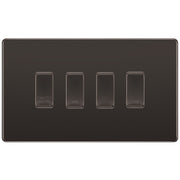 BG Screwless Black Nickel 4 Gang Engraved Custom Labelled Appliance Grid Switch by British General (Nexus-BN-Screwless-4G)