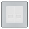BG Screwless Polished Chrome Double Master Telephone Socket – White Insert