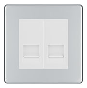 BG Screwless Polished Chrome Double Master Telephone Socket – White Insert by British General (BG-FPCBTM2W)