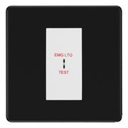BG Flatplate Screwless Matt Black 20AX 2 Way Emergency Lighting Test Key Switch - Key Included - White Insert