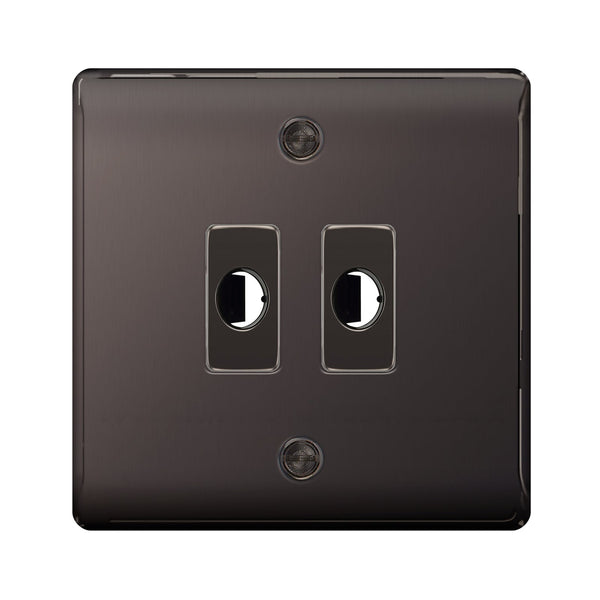 BG Nexus Metal Black Nickel 2 Gang Flex Outlet Socket