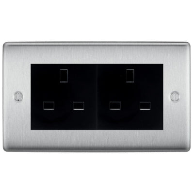 BG Nexus Brushed Steel 4 Gang 13A Unswitched Socket - NBS4GUSSB by British General (BG-NBS4GUSSB)