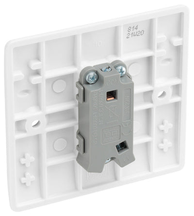 BG 814 Moulded Round Edge | White | 1 Gang 10AX 1 Way Bell Push Plate Switch by British General (BG-814)
