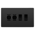 BG Evolve Black Chrome 4 Gang Light Switch 2x Trailing Edge LED Dimmer 2x 2 Way Custom Switch