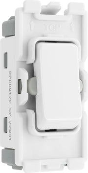 BG RPCDW12C Evolve Grid White 20A 20AX 2 Way 1 Pole Centre-Off Switch Module by British General (BG-RPCDW12C-Shopify-SA_1)