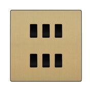 BG Evolve Satin Brass 6 Gang Custom Grid Light Switch by British General (BG-Evolve-SB-6G-CUSTOM-LIGHT-SWITCH)