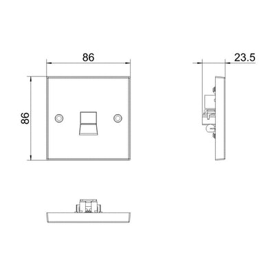BG 9BTM/1 Moulded Square Edge | White | 1 Gang Screw Terminal Master Telephone Socket by British General (BG-9BTM/1)