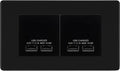 BG Screwless Matt Black 4G Euro Plate with 2X USB-A Dual Chargers – Black Insert