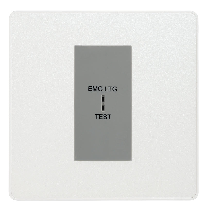 BG Evolve Pearlescent White 20AX 2 Way Emergency Lighting Test Key Switch - Key Included - Grey Insert