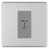 BG Flatplate Screwless Brushed Steel 20AX 2 Way Emergency Lighting Test Key Switch - Key Included - Grey Insert