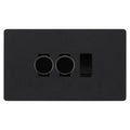 BG Evolve Matt Black 3 Gang Switch 2x Trailing Edge LED Dimmer 1x Intermediate Custom Grid Switch