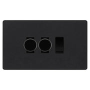 BG Evolve Matt Black 3 Gang Switch 2x Trailing Edge LED Dimmer 1x Intermediate Custom Grid Switch by British General (BG-Evolve-MB-3G-CUSTOM-2x-Dimmer-1x-INT)