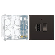 BG Screwless Black Nickel 13A Switched Spur + Neon + Cable Outlet FBN53 with 35mm Steel Back Box