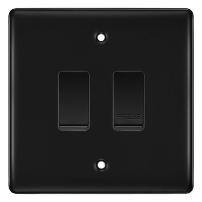 BG Nexus Matt Black 2G Grid Switch Kit – 20A 2-Way & Retractive Press Module by British General (BG-Nexus-FB-2G-1x2Way-1xPress)