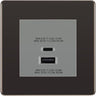BG Black Nickel 45W USB Wall Socket Euro Module USB-A & C - Grey Insert by British General (BG-FBNEMS2+EMUSBAC45G)