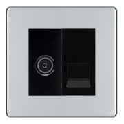 BG Screwless polished chrome TV Aerial & Master Telephone Socket — Black Insert