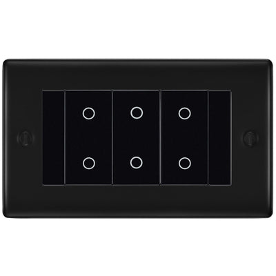 BG Nexus Matt Black Triple Secondary Touch Dimmer Switch Black Inserts by British General (BG-EMTDSB+NFBEMR4)