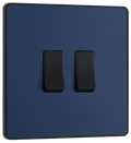 BG PCDDB42B Matt Blue Evolve 2 Gang 20A 16AX 2 Way Light Switch - Black Insert