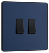 BG PCDDB42B Matt Blue Evolve 2 Gang 20A 16AX 2 Way Light Switch - Black Insert by British General (BG-PCDDB42B-Shopify-SA_1)