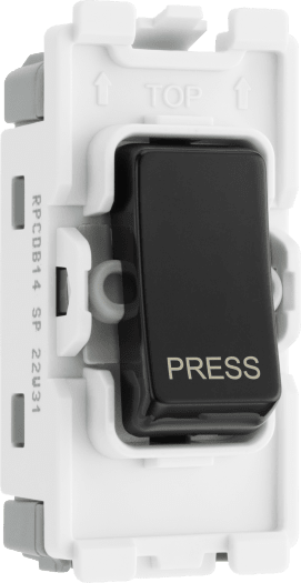 BG RPCDB14 Evolve Grid Black 20A 20AX 1 Way 1 Pole PRESS Retractive Switch Module