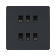 BG Evolve Matt Grey Custom Appliance Grid Switch 6 Gang Screwless by British General (BG-EVOLVE-MG-6GANG-APPLIANCE)