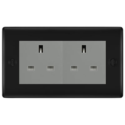 BG Nexus Matt Black 4 Gang 13A Unswitched Socket - NFB4GUSSG by British General (BG-NFB4GUSSG)